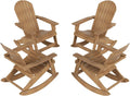 WO Home Furniture Patio Rocking Chair Set of 4 PCS Garden Outdoor HDPE UV Weather Resistant (Teak)