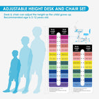 Artist hand Height Adjustable Kids Desk and Chair Set with LED Light,Drawer | Ergonomic Kids Desk with Tiltable Desktop, Kids Drawing Table Study Desk for Kids 3-12 Boys Girls