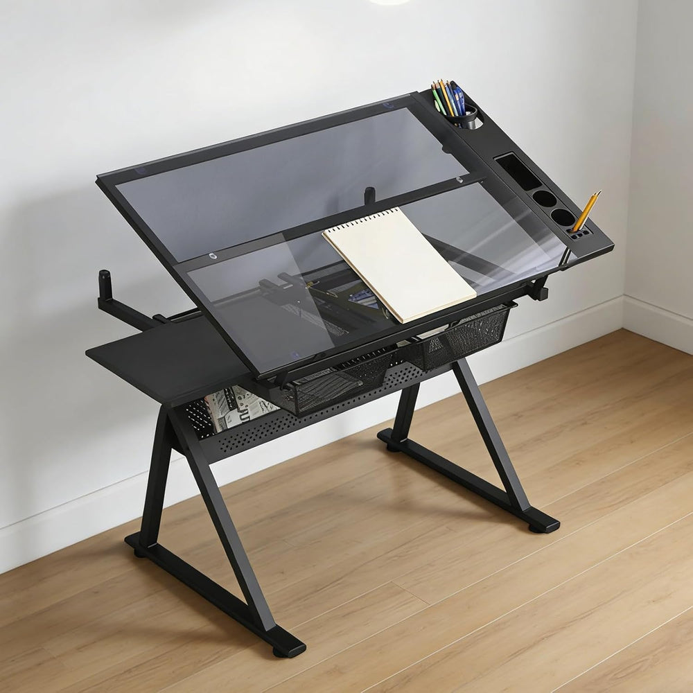 Drafting Table, Height Adjustable Drawing Table for Artists and Hobbyists, 0-...
