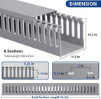 ZhiYo 99in(6X L16.5in) Professional Server Rack Cable Management Raceway, H2in x W2in Cable Raceway Kit, Electrically Safe PVC Open Slot Wire Raceway for Under Desk/Computer/Network Cords, Grey