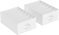 SONGMICS Set of 2 Large Size Wardrobe Clothes Organizers, 6-Compartment Foldable Drawer Organizers with Handles, 16.5 x 11.8 x 6.7 Inches, for Pants, Sweaters, Jeans, Cloud White URUS009W02