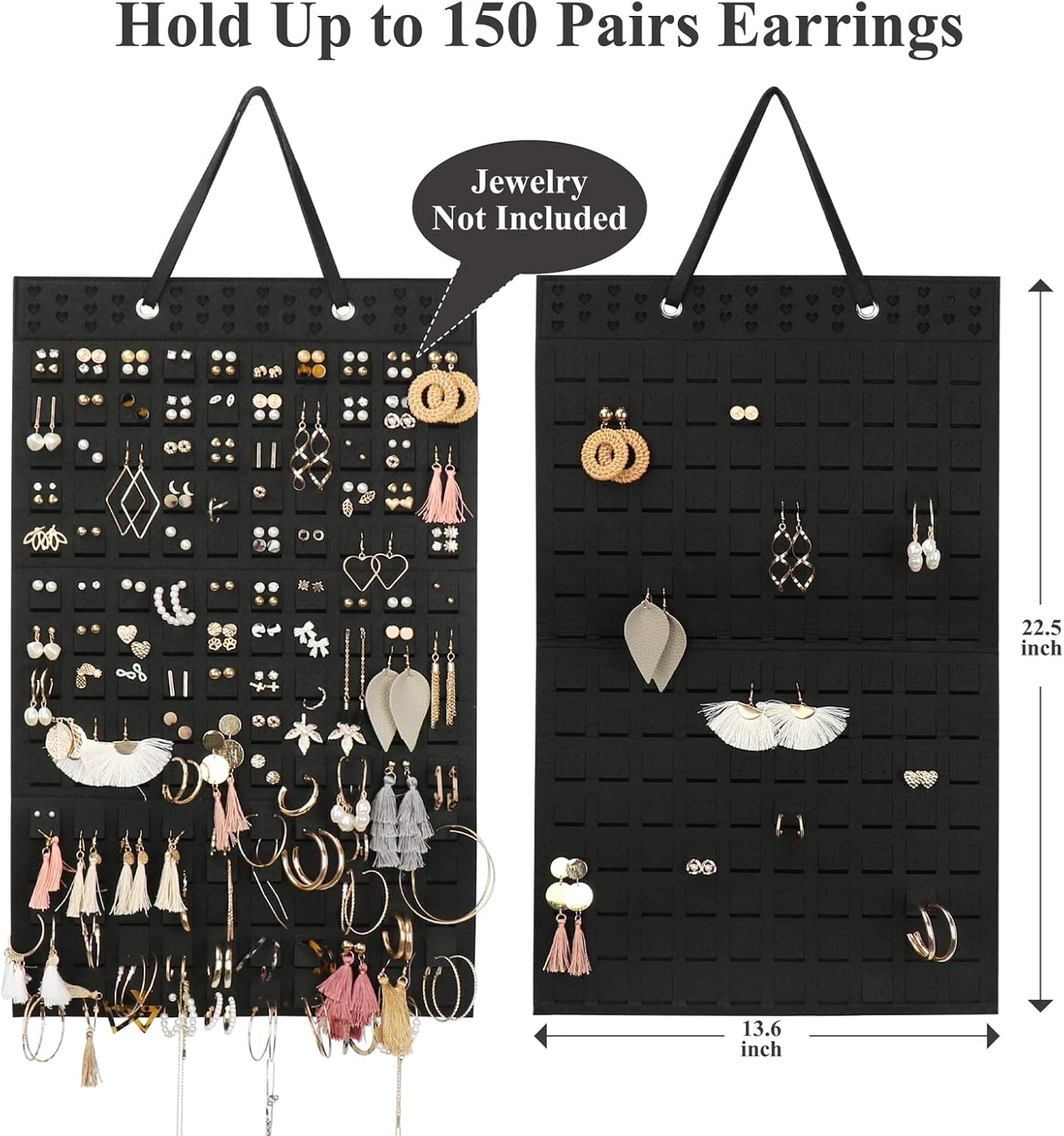 Resovo Hanging Earrings Organizer & Holder - 20 Hooks, Holds Up To 300 Pairs, Compact Design, Soft Material, Earring Hanger & Display for Women & Girls - 1 Pack