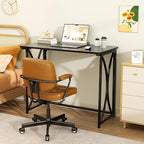 Folding Desk, 31.5" Small Desk for Bedroom, Space Saving Foldable Computer Desk for Home Office, Easy Assembly, Black