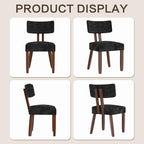 GOTMINSI Mid Century Modern Dining Chairs,Velvet Farmhouse Upholstered Kitchen Chairs, Accent Curved Backrest Dining Room Chairs with Hardwood Legs (Black, 4PCS-Walnut Legs)