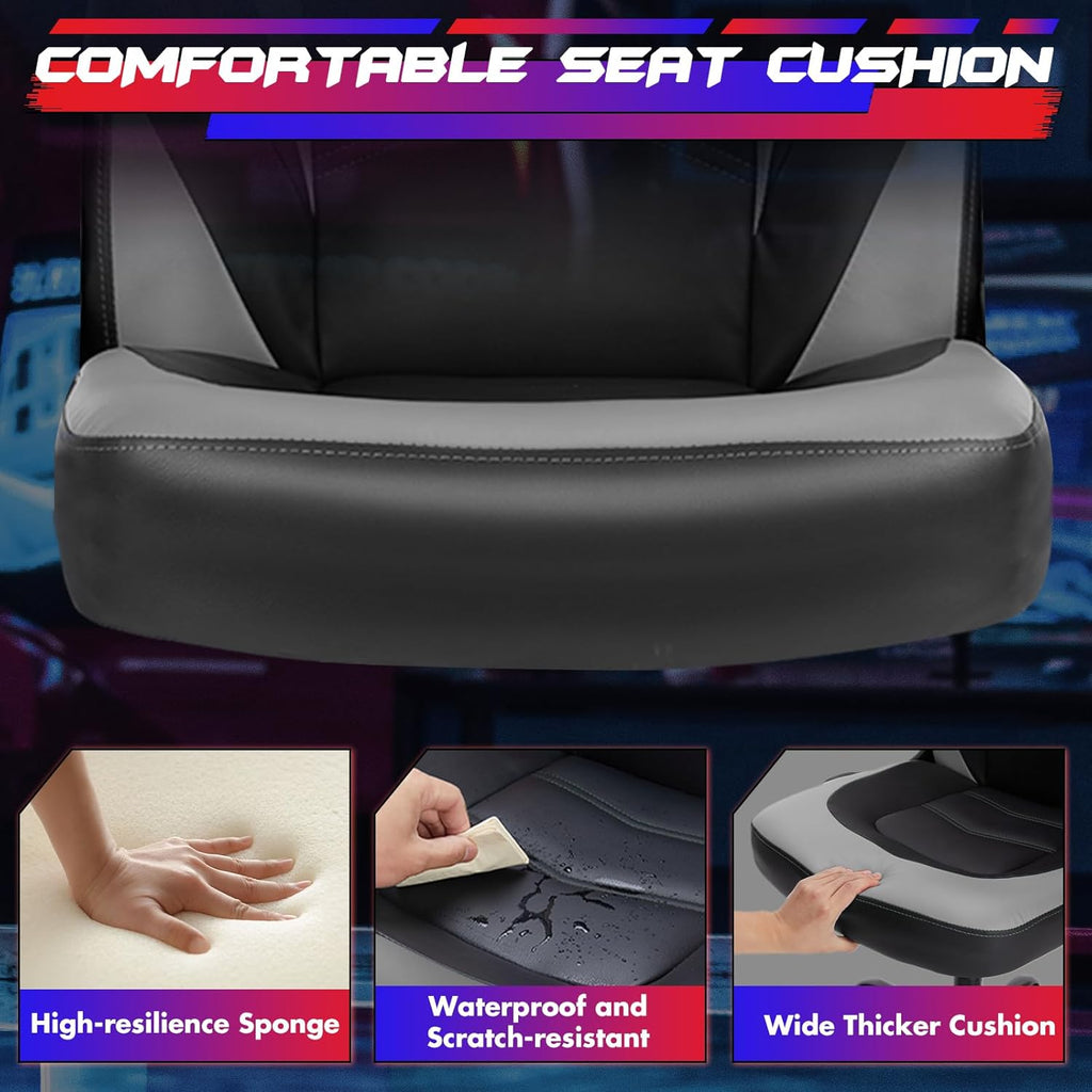 Sweetcrispy Computer Gaming Desk Chair - Ergonomic PU Leather with Comfy Lumbar Support, Height Adjustable Rolling Desk with Flip-up Armrests, for Home and Office