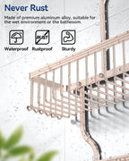 YASONIC Shower Caddy Hanging - Never Rust Shower Organizer - Aluminum over The shower head caddy with 10 Hooks for Razor/Sponge - Shower Rack with Soap Basket - Rose Gold