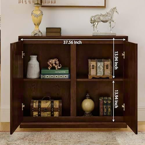 LKTART 39" Narrow Sideboard Buffet Cabinet,Bar Cabinet Solid Wood Doors