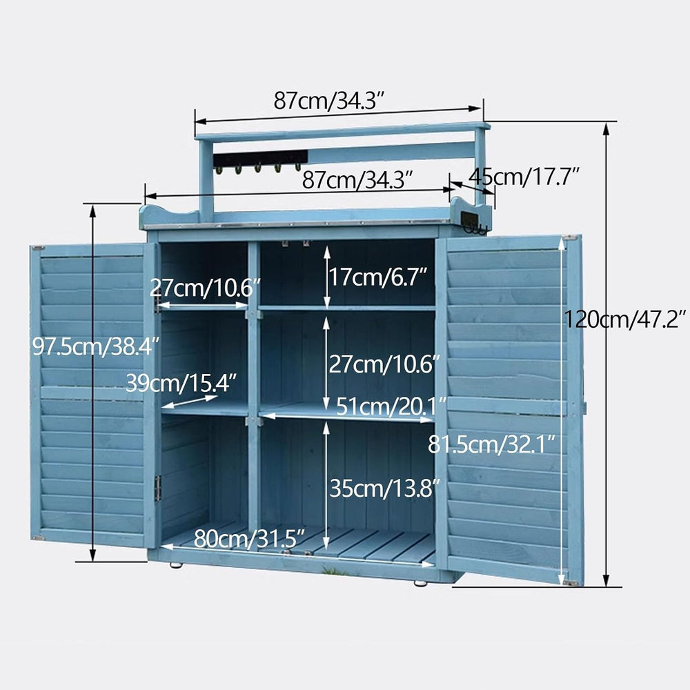 Outdoor Storage Cabinet Waterproof with Shelves Ventilated Shutter Door, Outd...