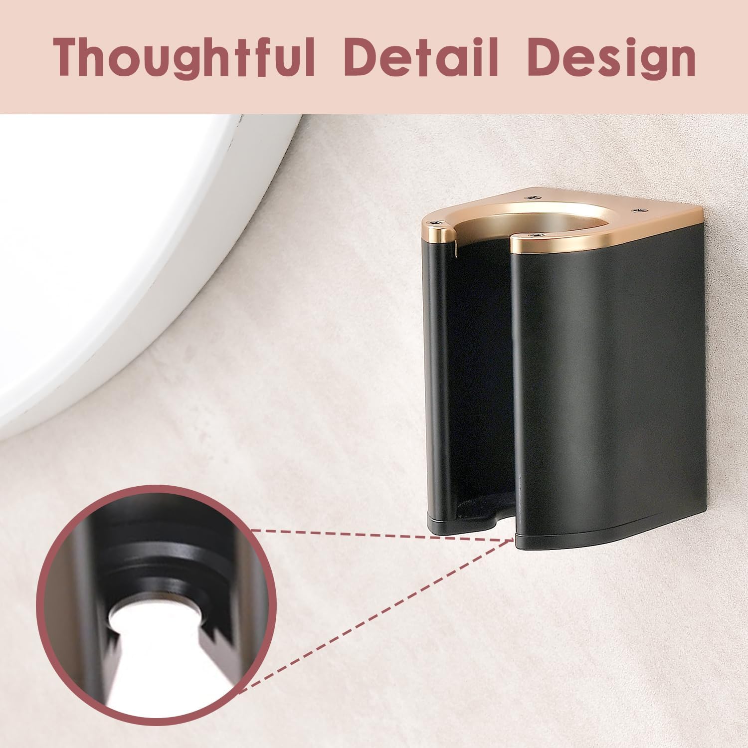 Dyson Airwrap Holder, Aluminum Curling Iron Holder Wall Mount for Dyson Airwrap/Airstraight/Shark Flex Style, Flat Iron Holder for Bathroom Storage, Black & Gold Chochoyah