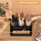 Hair Tool Organizer, Black Acrylic Hair Dryer Holder with 3 Cups, Bathroom Supplies Countertop Blow Dryer Holder, Vanity Caddy Storage Stand for Accessories, Makeup, Toiletries