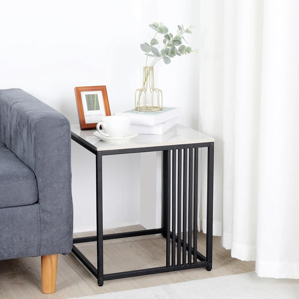 15.7W*15.7D*17.7H inch Solid Marble Coffee Table Sofa Side End Bedside Nights...