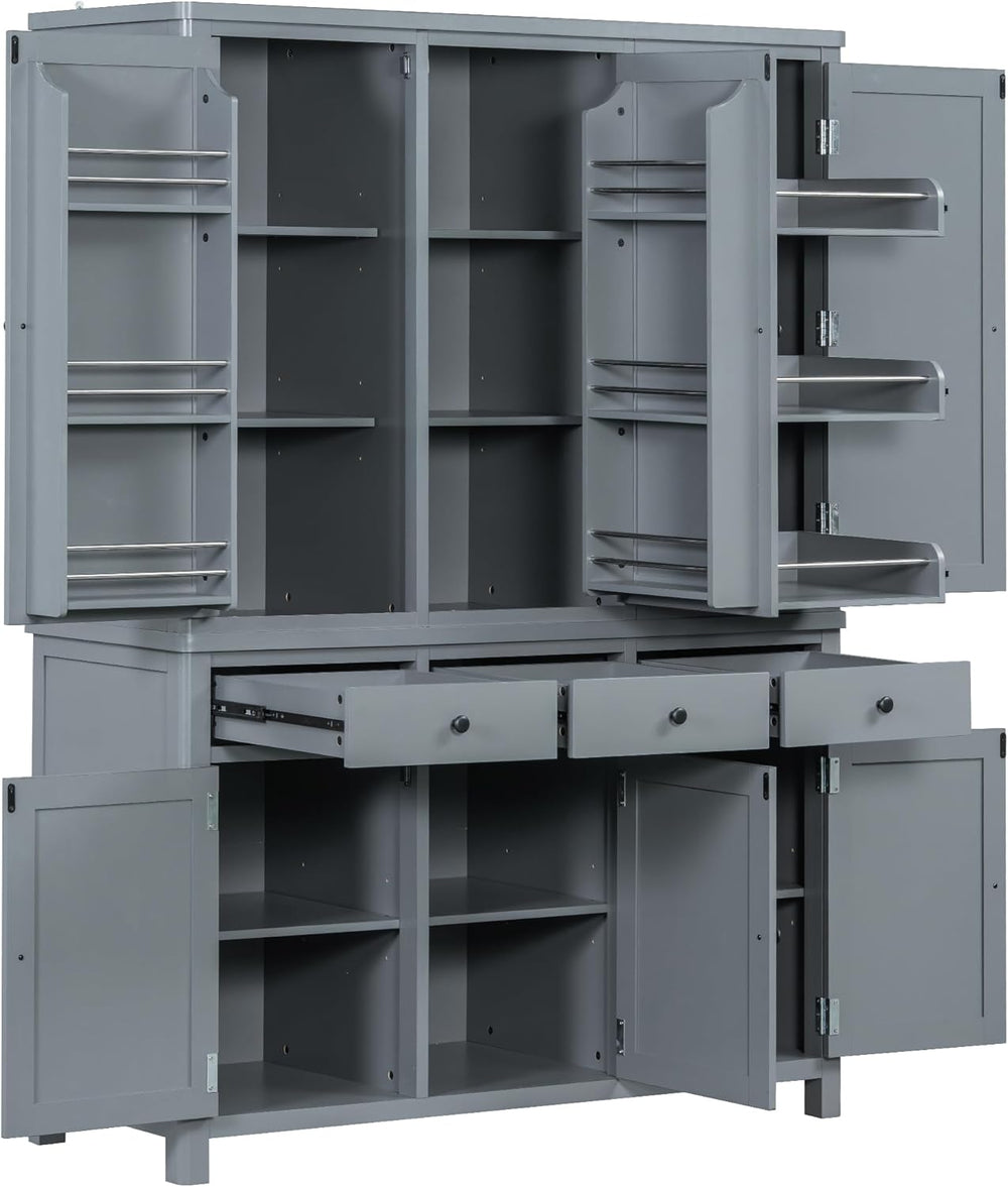 Merax 74.8'' Tall Kitchen Pantry Storage Cabinet with 6 Doors, 3 Draw...