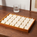 Oirlv Wood 24 Grids Jewelry Tray with Removable Inserts Jewelry Pads Necklace/Pendant Display Organizer Tray(Creamy-white)