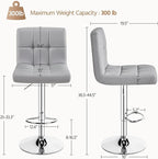 Yaheetech Single Bar Stool, PU Leather Adjustable Barstools, Modern Counter Stools with Back and Footrest, Counter Height Barstools for Bar, Kitchen, Dining Room, Light Gray