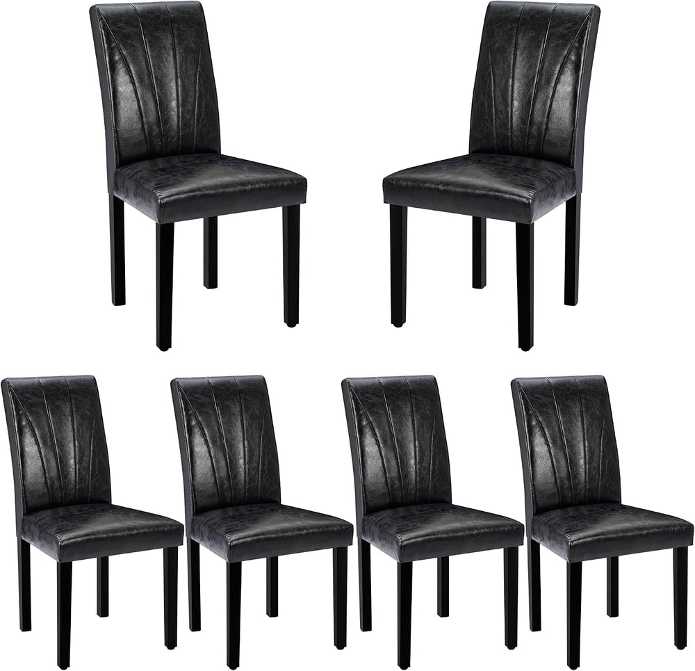 VECELO Upholstered Dining Chairs Set of 6, Modern PU Leather and Solid Wood L...