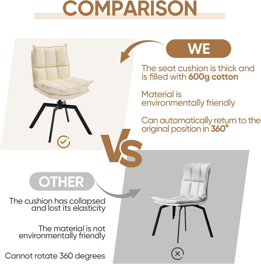 KEEZY Swivel Dining Chairs Set of 2, 360°AUTO Swivel Cat Scratch Resistant Fa...