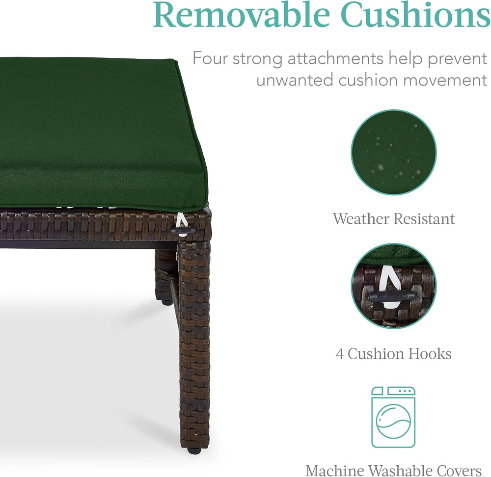 Best Choice Products Set of 2 Wicker Ottomans, Multipurpose Outdoor Furniture...