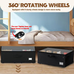 Under Bed Storage with Wheels, 2-Pack Under Bed Storage Containers with Clear Lids, No Assemble Required 10 inches Height, Rolling Underbed Storage Drawers Bins for Shoes, Clothes, Blankets, Toys