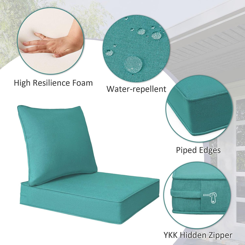 Unimatta Outdoor Patio Chair Cushions Set, 24" x 24", Set of 2, Wat...