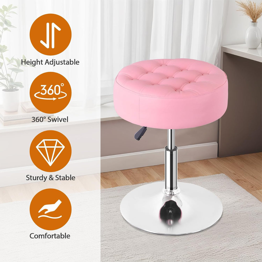 Nova Microdermabrasion Vanity Chair Stool Modern Tufted Round Ottoman Stool S...
