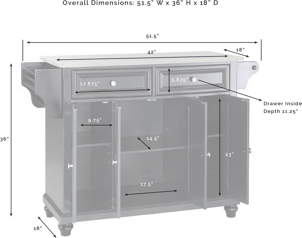 Crosley Furniture Cambridge Stainless Steel Top Rolling Kitchen Island Storage Cart, Spice Rack, Cherry