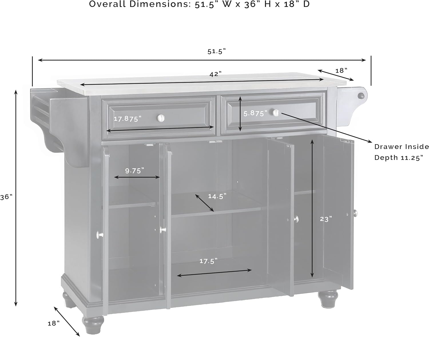 Crosley Furniture Cambridge Stainless Steel Top Rolling Kitchen Island Storage Cart, Spice Rack, Cherry