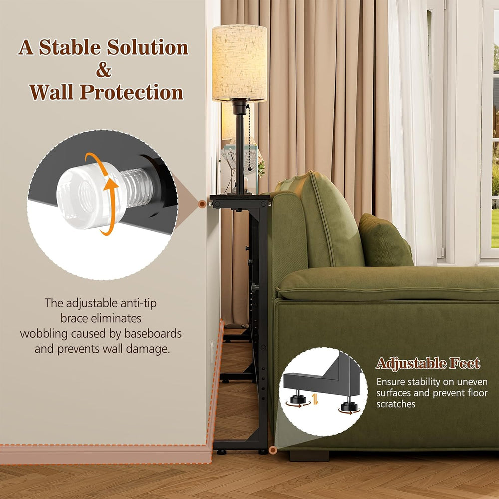 78.8" Sofa Tables Narrow Long with Lights & Charging Station - 4 AC ...