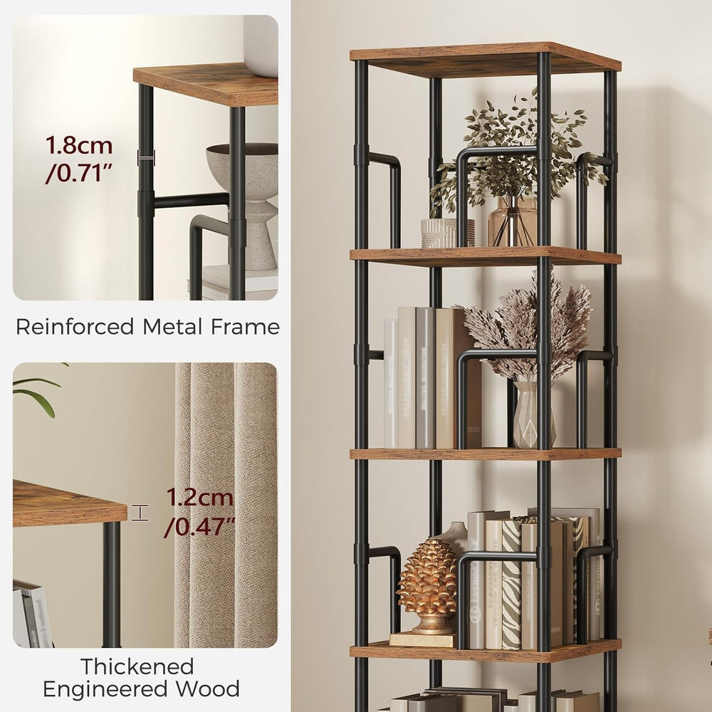 MAHANCRIS 5-Tier Rotating Bookshelf, Freestanding Corner Bookshelf, 360° Spin...