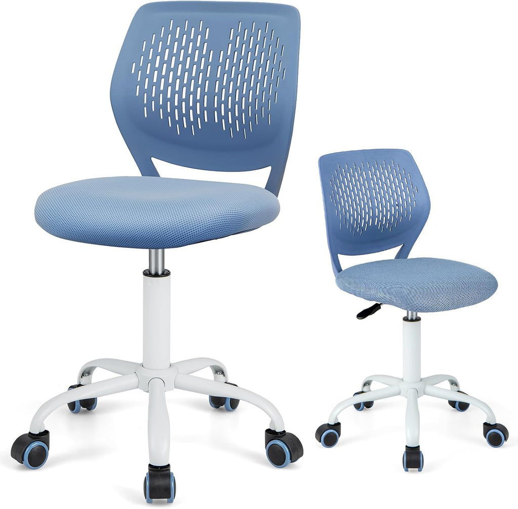 HONEY JOY Kids Desk Chair, Children Study Chair w/Adjustable Height, Low Back, Swivel Rolling Mesh Task Student Chair, Kids Computer Chair for Teens Girls Boys Home/School/Office (Blue)