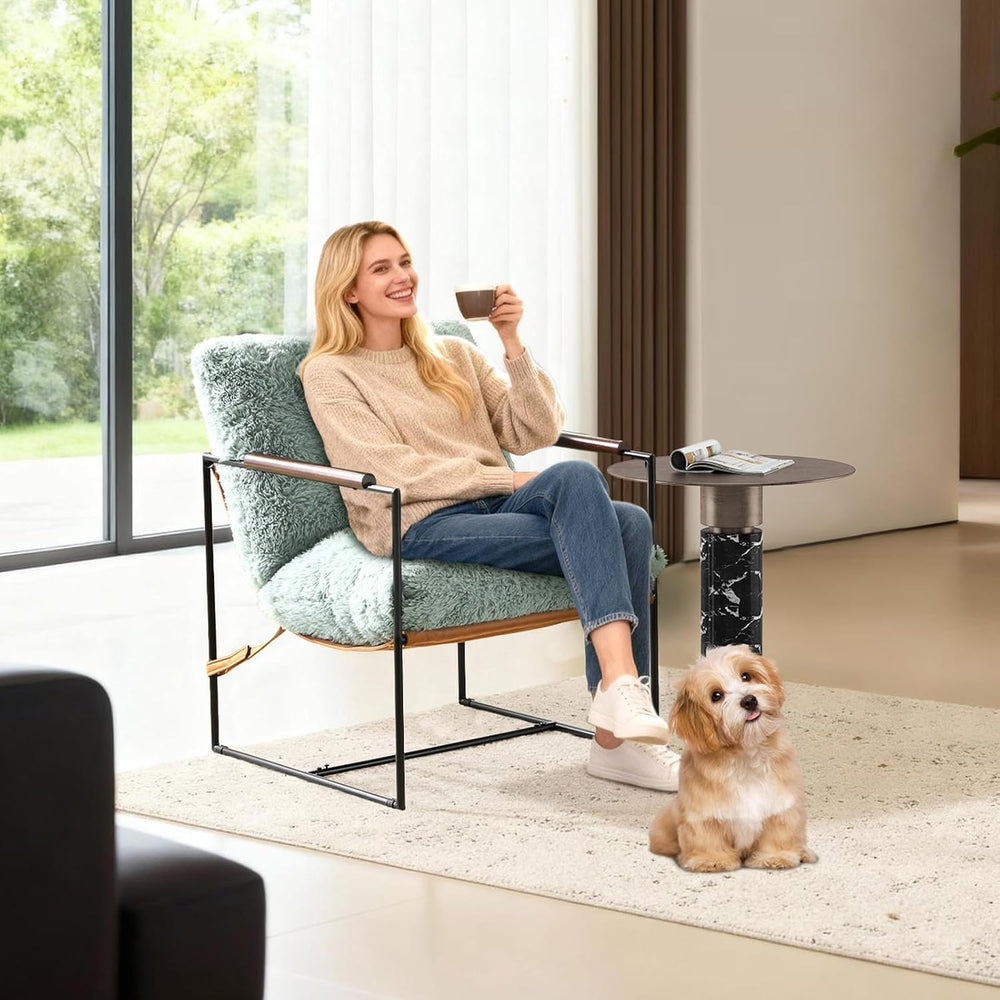 VINGLI 28" Cute Reading Armchair with Removable Seat Cushion & Tan M...