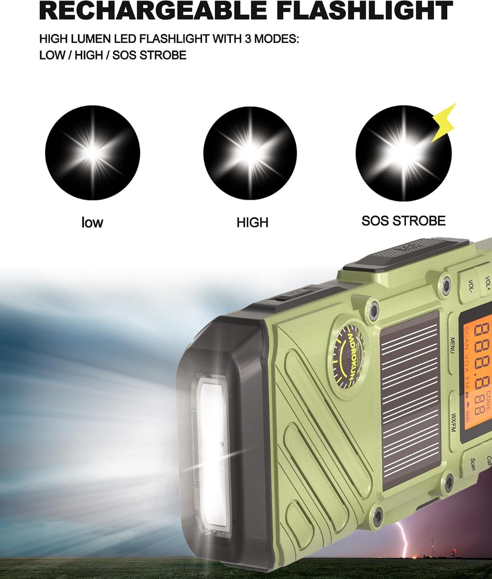 Emergency Walkie Talkies for Adults with NOAA, FM, SOS, Scan, & Flashlight
