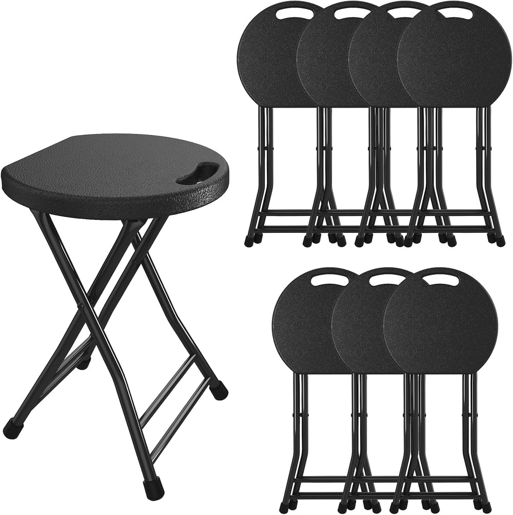Folding Stool, 18 Inch Foldable Stool with Handle & Steel Frame, Pack of ...