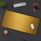 Brushed Metal Texture Desk Mat - Extended Mouse Pad & Desk Pad, Neoprene Surface, Non-Slip Rubber Base, Stitched Edges, Desk Protector for Keyboard & Mouse (Gold, 16x32)