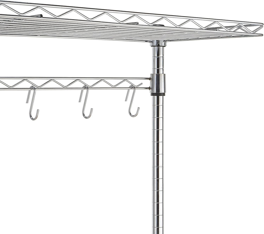 Amazon Basics Kitchen Storage Baker's Rack with Removable Wood Top, Chrome/Beige, 24"W x 59"H x 18"D
