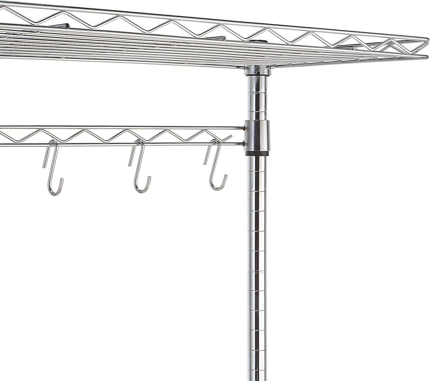 Amazon Basics Kitchen Storage Baker's Rack with Removable Wood Top, Chrome/Beige, 24"W x 59"H x 18"D