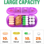 Weekly Pill Organizer 4 Times a Day, 7 Day Pill Box 4X, Portable for Travel Pill Case for Pills/Vitamin/Fish Oil/Medication/Supplements (4x7 Blue+Rainbow)