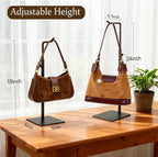 Purse Stand Holder, Adjustable Height Purse Stand for Display, Freestanding Handbag & Purse & Wreath Holder with Non-Slip Base, No Drill Needed for Tabletop, Desk, Closet,Retail
