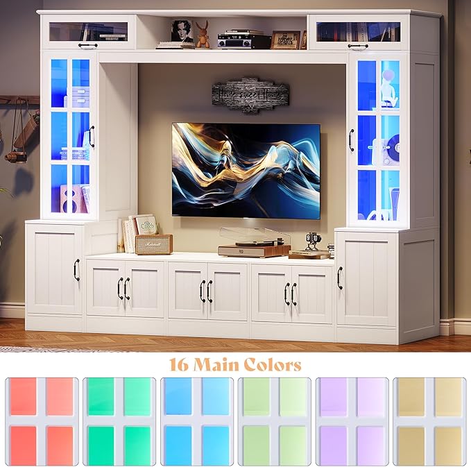 AMERLIFE 98" W Wall Unit TV Stand with Storage for TVs up to 80", M...
