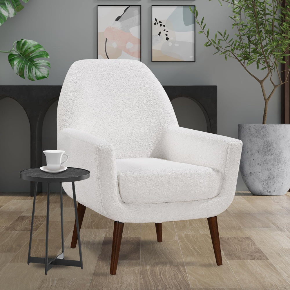 Ranlo Modern Round Accent Table with Geometric Metal Legs in Black Finish