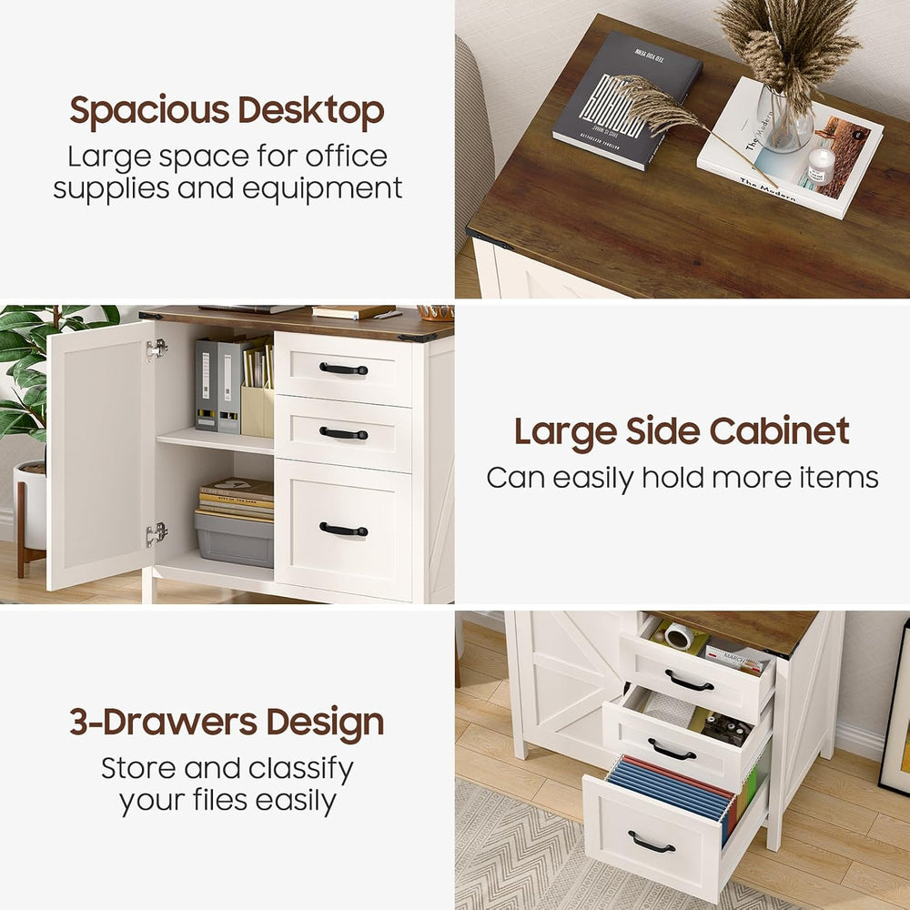 Befrases File Cabinet 3 Drawers Lateral File Cabinet with Adjustable Shelf fo...