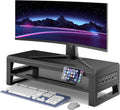 2-Tier Metal Computer Monitor Stand & Laptop Desk Shelf, 21.6 Inches, 22W Charging, 2 USB 3.0, 1 USB 2.0, Heavy Duty, Black, Metal