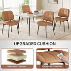 Dining Chairs Set of 6, Mid Century Modern Dining Room Chair, Upholstered Faux Leather Kitchen Chairs with Thick Cushion and Walnut Bentwood Back for Kitchen Dining Room, Brown