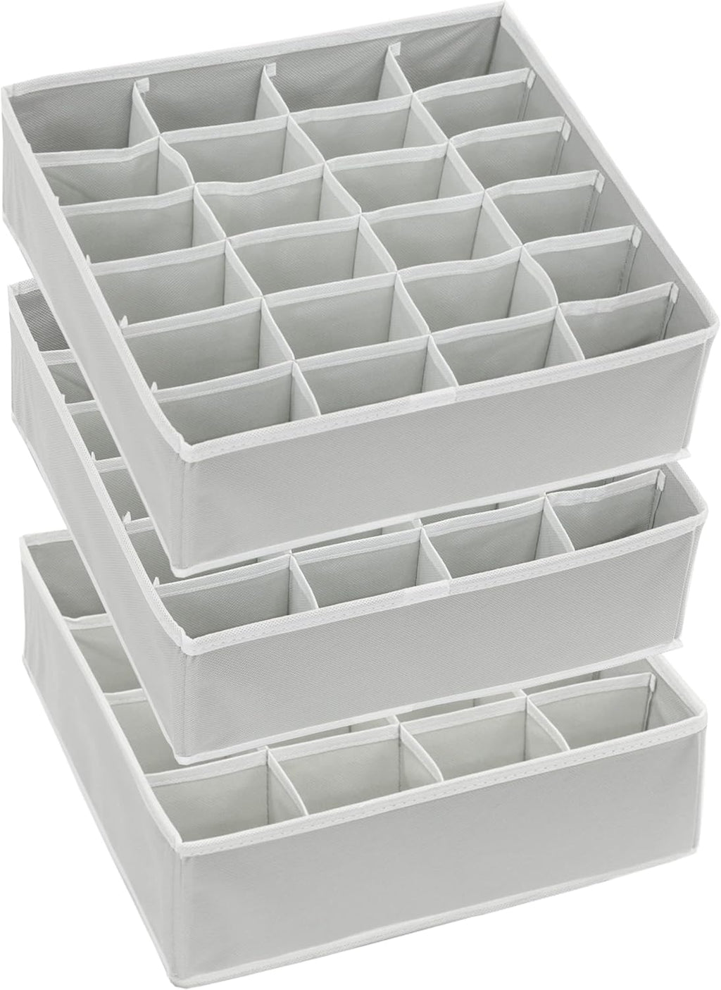 Simple Houseware Sock Drawer Organizer for Dresser/Closet/Bedroom, 3 Pack, Gray
