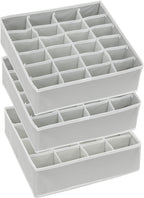 Simple Houseware Sock Drawer Organizer for Dresser/Closet/Bedroom, 3 Pack, Gray