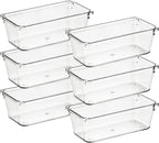 Ravinte 6 Pack Drawer Organizer - 3" X 6" Plastic Storage Bins, Acrylic Organizers with Non-Slip Pads Clear Desk Storage Tray for Makeup, Jewelries, Kitchen Utensils, Bathroom and Office