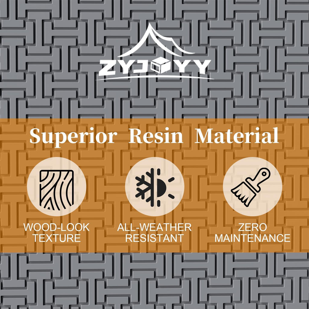 ZYJOYY Outdoor Storage Box, 90 Gallon Deck Box, Waterproof Resin Storage Box for Patio Cushions, Gardening Tools, Lockable, UV Resistant, Grey