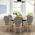PU Leather Upholstered Dining Chairs Set of 6 French Country Round Back Kitchen Side Chairs with Nailhead Trim and Wood Legs for Dining Room, Kitchen, Restaurant(Pine Green)