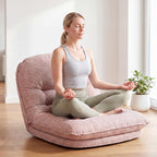 DUMOS Comfy Saucer Chair, Small Foldable Floor Chair, Fabric | Adjustable Back Support, Bedroom, Living Room, Dorm Gaming, Small Spaces Apartment, Adults, Dark Pink