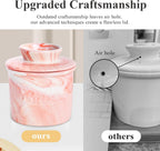 Ceramic Butter Crock with Lid & Spreader Knife, Butter Keeper - Ideal Butter Storage & Countertop Butter Dish (Marble Pink with Marble Pink Knife, M)