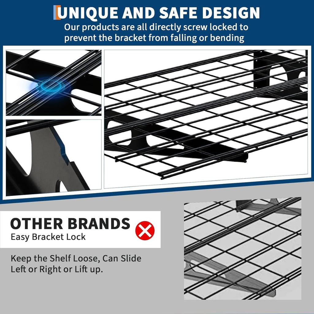 2 Pack 2x6 FT Garage Shelves Wall Mounted,1600 LBS Heavy Duty Wall Shelf with Adjustable Distance,for Garage,Kitchen Laundry,Shopping Mall and Tool Room,Black